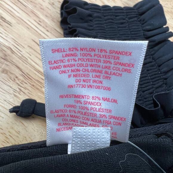 Xhilaration Juniors' Black Smocked Lace-Up Bikini Top - Size Small - NWT - Picture 7 of 7